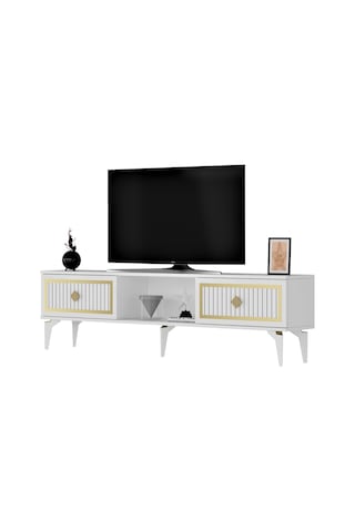 150 CM NİL TV SEHPASI (ALT MODÜL) BEYAZ-ALTIN
