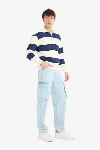 DeFacto Relax Fit Polo Yaka Çizgili Kalın Sweatshirt D7478AX25SPNV64