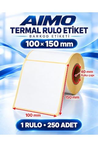 Aimo 100x150 Termal Etiket 250 Adet 1 Rulo 250 Etiket