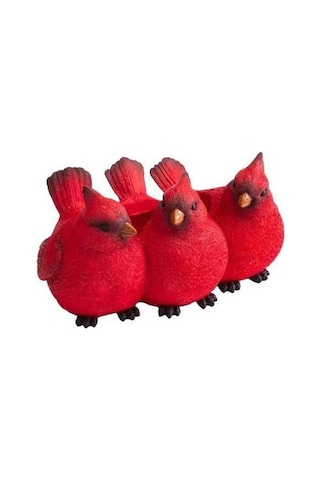 Novahub Kırmızı Kuşlu Reçine Saksı - Dayanıklı Masaüstü Dekorasyon