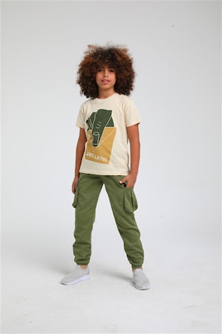 Escabel Erkek Çocuk Pamuklu Jack Lions Yazılı Tshirt-12835-krem Krem