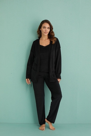 Kadife Sabahlıklı Üçlü Takım Siyah13402 Siyah