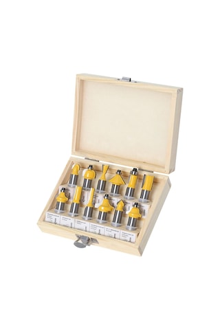 Metal 12pcs 1/2 İnç Yönlendirici Bit Seti Kesme Freze Kesici Ağaç İşleme Karbür Bit Kesme Ahşap Kısır Uzunluk: 12 Pcs 12.7 Shank