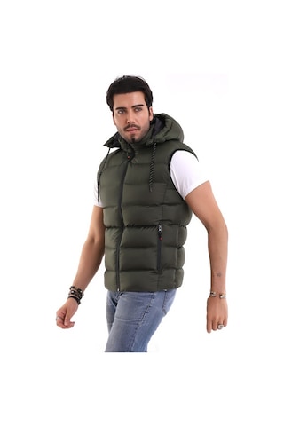 Euromoda Everest Erkek Spor Günlük Silikon Dolgu Çıkartılabilen Fermuarlı Haki