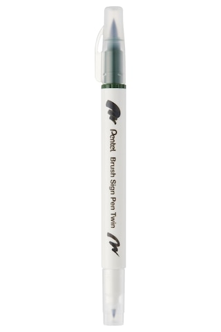 Pentel Brush Sing Pen Twin Çift Taraflı Fırça Uçlu Kalem Zeytin Yeşili