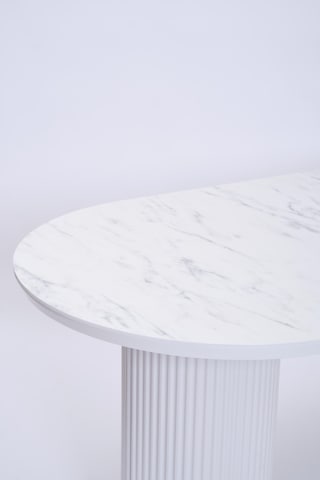 Bohem Boyalı Highgloss Mdf Yemek Masası 90 170 Beyaz Mermer