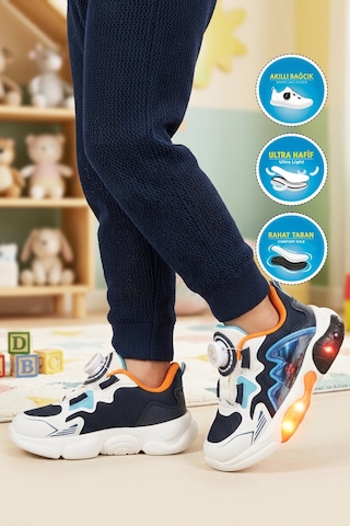 Cool Lacivert Misina Bağcıklı Işıklı Hafif Erkek Çocuk Spor Ayakkabı Remy P