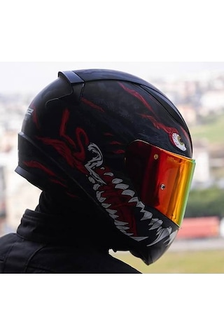 Ls2 Rapıd 2 Kaıju Kapalı Motosiklet Kaskı Kırmızı Camlı Siyah - Kırmızı