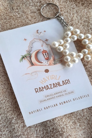 Hayırlı Ramazanlar -10 Adet İnci Yıldız Anahtarlık - Ramazan