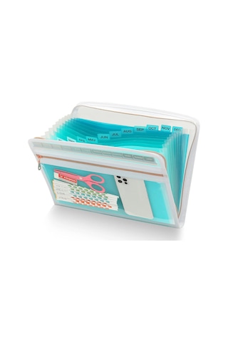 13 Cep Genişleyen Dosya Klasörü Düzenleyici, Ön Şeffaf Kese, Çok Renkli