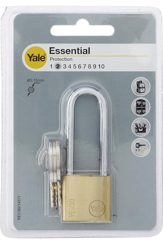 Yale Essential 50 Mm Prinç Uzun Halka Asma Kilit Buzdolabı Kilidi