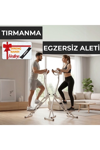 Relaxus Katlanabilir Dikey Merdiven Tırmanma Basamak Kondisyon Egzersiz Fitness Aleti Direnç Lastiği Hediye Beyaz