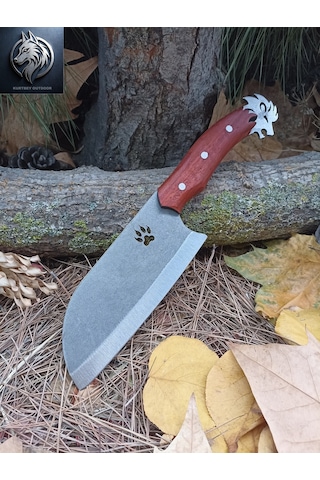 Almazan Model Orta Boy Avcı 31cm Aslan Kafalı Kamp Bıçağı Çok Renkli