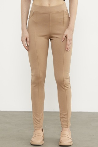 Önden Dikiş Detaylı Tayt - Bej 001