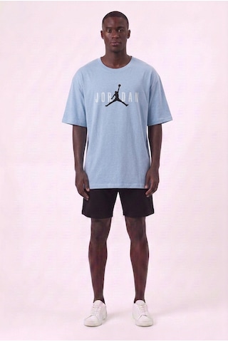 Lixa Air Jordan Orta Logo Mavi Oversize Erkek T-shirt 142735 SİYAH