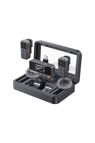 Saramonic Air Kablosuz Yaka Mikrofonu, Usb-c İle - 48khz/24bit, 90db Snr, Apple Uyumlu iPhone 15/16 Serisi İçin Mikrofonlu Cep Telefonu, Şarj Kutusu Ve Uygulama Kontrolü İle, 300 M Menzil, Mini Klipsli Mikrofon