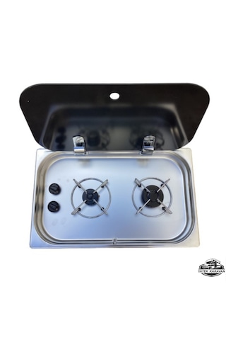 2 Gözlü Cam Kapaklı Ocak 53 X 32.5 X 10 Cm Üniversal Yatek Karava