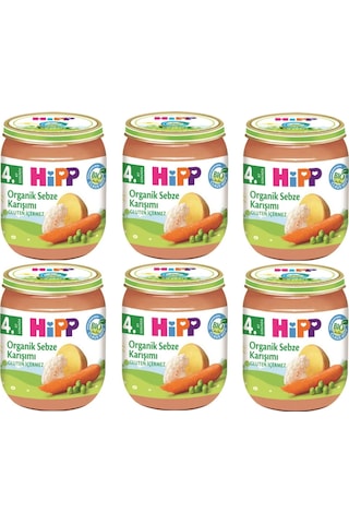 Hipp Organik Sebze Karışımı 4+ Ay Kavanoz Maması 6 x 125 G