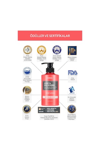 Nemlendirici Ve Besleyici Vücut Losyonu Kundal Honey & Macadamia Pure Body Lotion 500ml English Rose