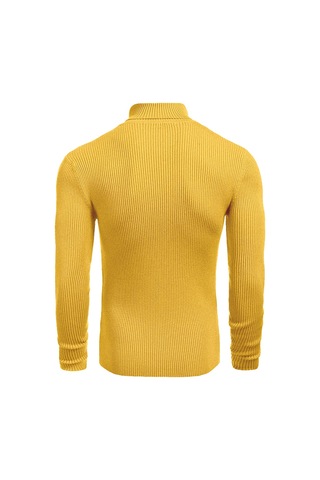 Polızeı Erkek Slim Fit Boğazlı Triko Kazak Esnek Dokulu Sarı