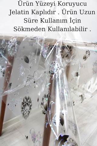 Pvc Şeffaf Silinebilir Muşamba Masa Örtüsü 014-siyahgül 001