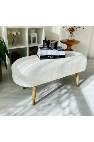 Geniş Oturum Alanlı Oval Bench Puf Beyaz Peluş Kumaş Kedi Pufu Kedi Oturağı Geniş Oturum Alanlı Oval Bench Puf Beyaz Peluş Kumaş Kedi Pufu Kedi Oturağı