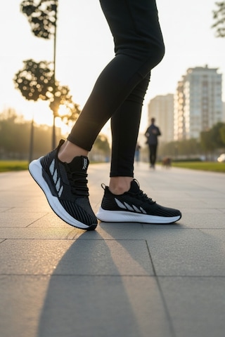 Enoch Erkek Nefes Alan Hafif Tabanlı Koşu Ve Yürüyüş Ayakkabısı Sneaker Siyah - Beyaz