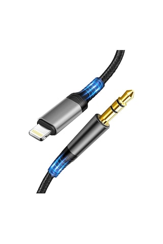 Yingfu Araba Aux Ses Kablosu İphone Lightning - 3,5 Mm Naylon Stereo Au Uyumlu Kırmızı