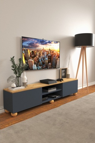 B3 Concept Nort Serisi Antrasit & Safir Meşe 2 Kapaklı Tv Ünitesi