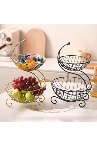 Tongxida Çelik Meyve Kasesi Depolama Standı - Siyah Mutfak Asil Asil Siyah