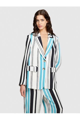 Sisley Tamamı Desenli Çift Düğmeli Maskülen Kesim Blazer Ceket Kadın Renkli Ceket - 324p2vjdlw024 Çok Renkli