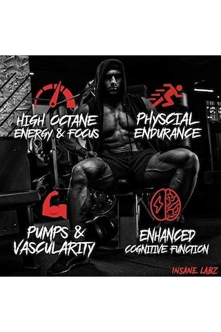 Insane Labz Psychotic Gold High Stimulant Preworkout Energy Focus, Pump Beta Alanine Dmae Bitartrate
