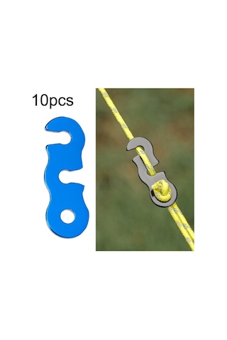 10 Adet Açık Kışla Alüminyum Alaşımlı Şemsiye Halat Toka S-şekilli Rüzgar Halat Tokası Mavi