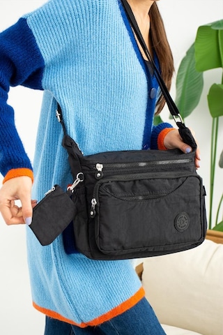 Baginn Klinkır Kadın Postacı Çanta Çok Cepli 30 20 Cm Su İtici Kumaş Bayan Çapraz Askılı Omuz Çantası Siyah