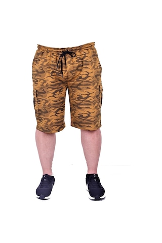 Moc Grande Mocgrande Büyük Beden Pastel Camouflage Likralı Erkek Penye Şort 23609 Hardal