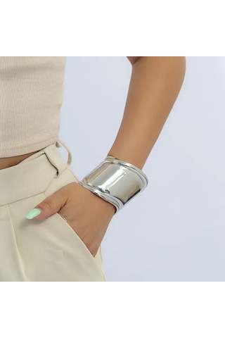 Bone Cuff Unisex Kalın Silver Kelepçe Kemik Manşet Bileklik Gümüş