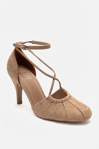 Luvishoes Elıza Bej Süet Kadın Topuklu Ayakkabı Bej