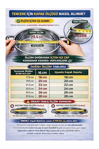 Tencere Ve Tava İçin Cam Kapak Şeffaf 22 Cm