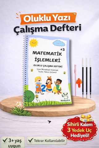 Sihirli Kalemli Oluklu Kabartmalı Etkinlikli Dört İşlem Defteri Güzel Yazı Matematik İşlemleri