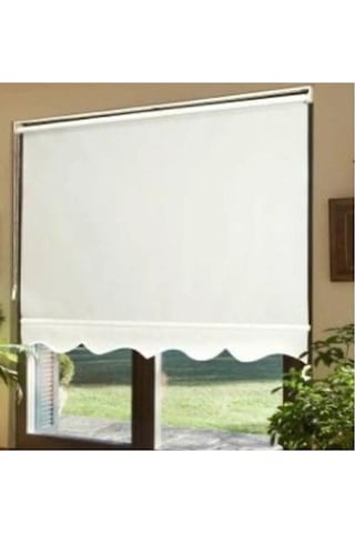 Ekru Stor Zebra Güneşlik Perde .eteği Dilimli ,ithal Kumaş , Alüminyum Kasa Metal Ayak. Beyaz