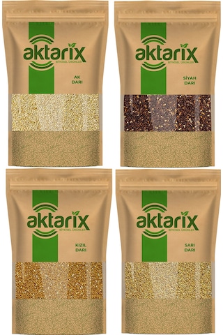 4'lü Papağan Kuş Yemi Seti 1 'er Gram Ak Darı + Sarı Darı + Kırmızı Darı + Siyah Darı 4 Kg