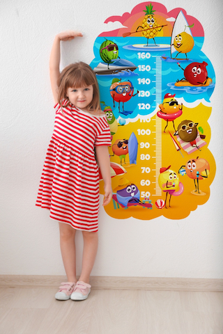 Sevimli Meyveler Temalı Dekoratif Çocuk Boy Ölçer Sticker Duvar Cetveli Takip Çizelgesi