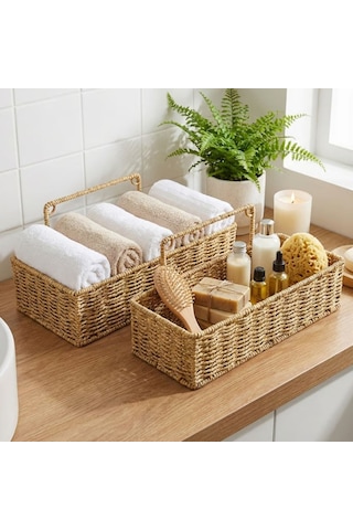 Büro Ev Ofis Düzeni İçin 2parça Hasır Stil Rattan Plastik Dörtgen Organizer Ünite Duvar Askısı Diğer