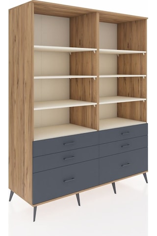 Kronos Gardrop 8 Raflı 6 Çekmeceli 176x59x221 Çam-aytaşı/antrasit Aytaşı/antrasit