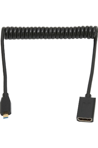 Hd Multimedya Arayüz Kablosu Mikro - Dişi 8k 60hz 48gbps Spiral Video Adaptör Kablosu Tablet Tv Kamera İçin