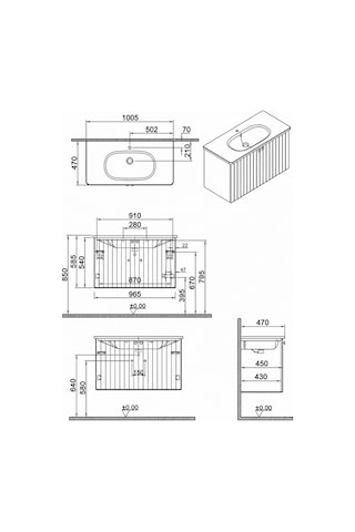 Root Groove Lavabo Dolabı Kapaklı 100 Cm Gri 69312