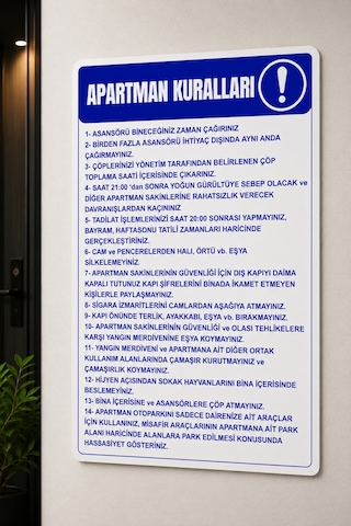 Sürpriz Hediyeli Apartman Kuralları Levhası 35x25 Cm Foreks'li Folyo Baskı Kapı Duvar İkaz Tabelası Sürpriz Hediyeli Apartman Kuralları Levhası 35x25 Cm Foreks'li Folyo Baskı Kapı Duvar İkaz Tabelası