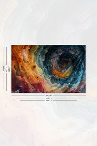 Renkli Spiral Desenli Duvar Halısı Duvar Örtüsü Tapestry Süet Dokulu Kumaş