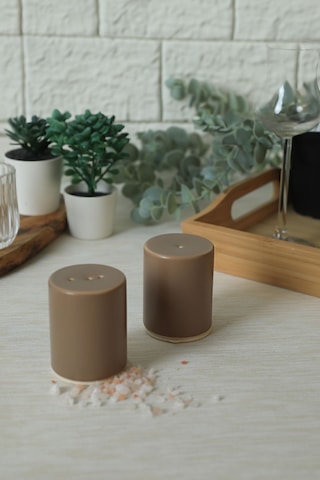 Keramika Mat Toprak Taupe Stackable Tuzluk / Biberlik 6 Cm Kahverengi