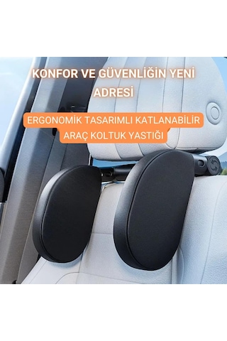 Coofbe Katlanabilir Ayarlanabilir Suni Deri Araç Yastığı Oto Seyahat Yastığı Araç Boyunluk Oto Yastık Açık Ceviz